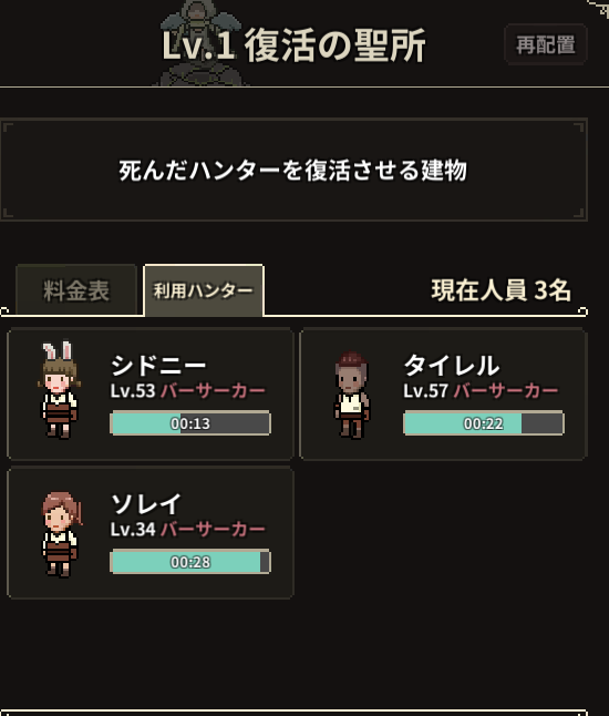 イービルハンタータウンの復活中のハンター
