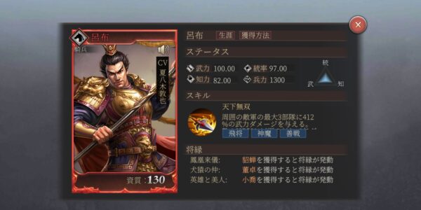 正伝三国志の赤色武将