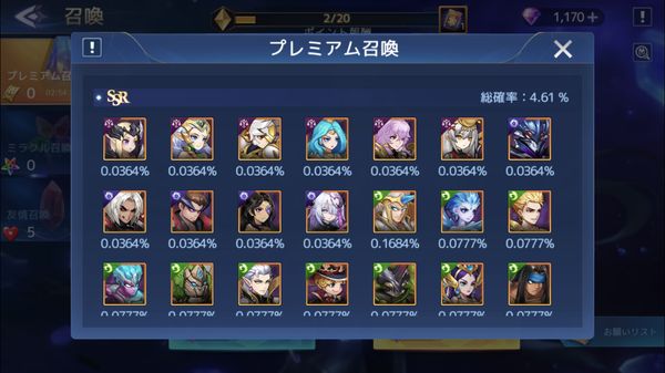 アカシッククロニクルお願いリスト設定後ガチャ確率