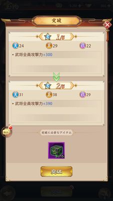 少女廻戦の宝物レベルアップ画面③