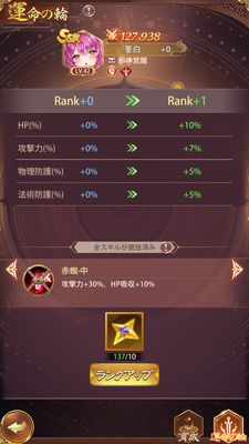 少女廻戦の運命の輪強化画面