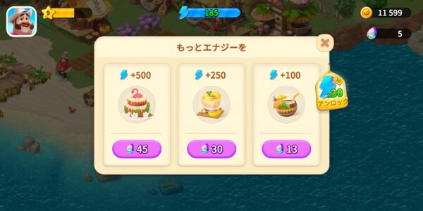 ファミリーファームの冒険のエナジー