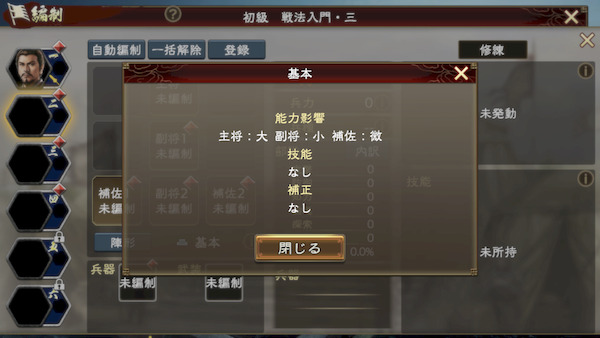 三国志　覇道の編成・陣形・劉備