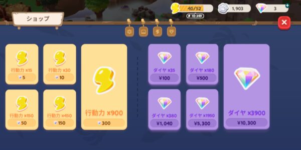 ねこ島物語のスタミナ(行動力)